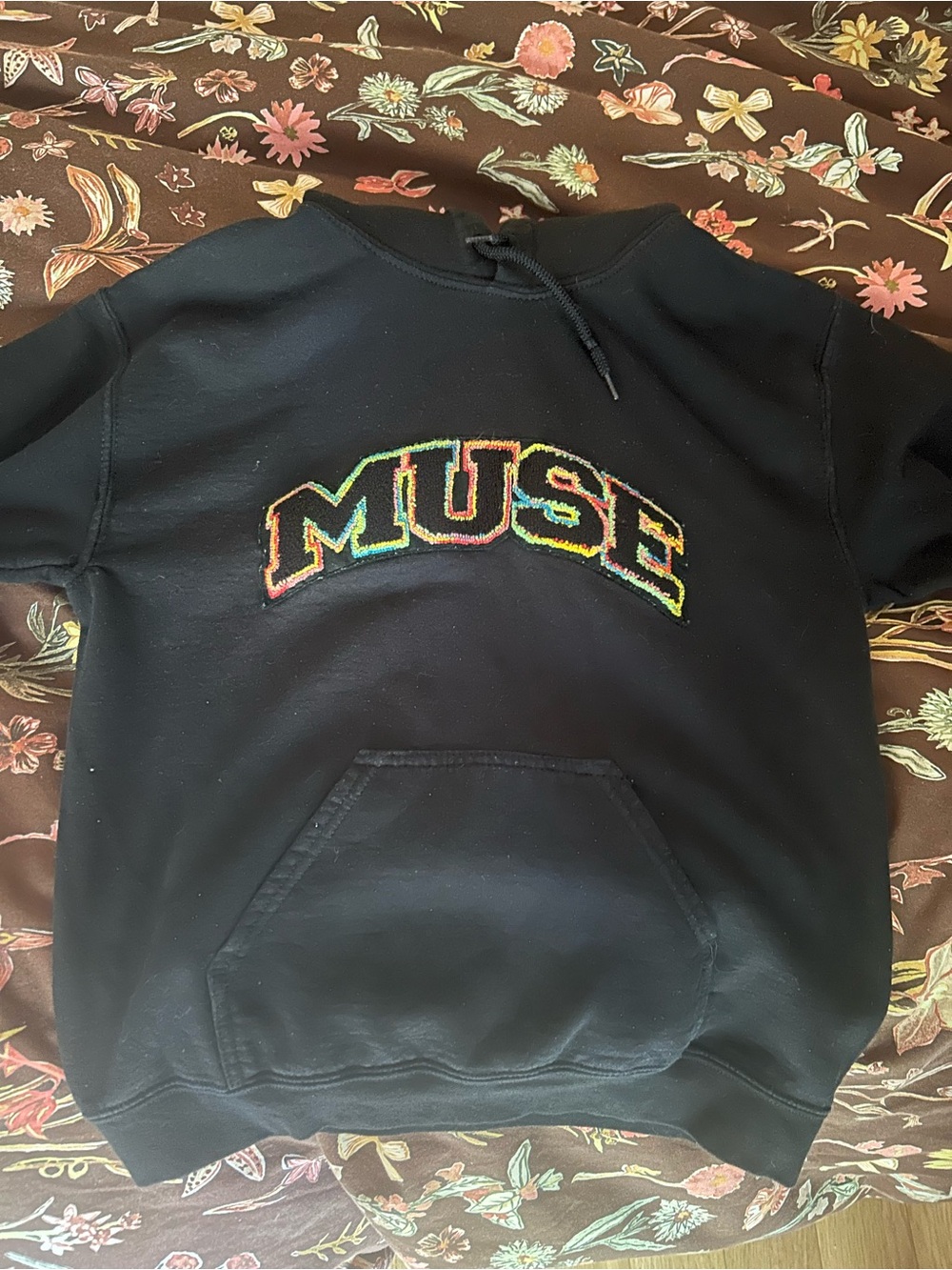 MUSE Black Hoodie with Multicolor Embroidered Logo
